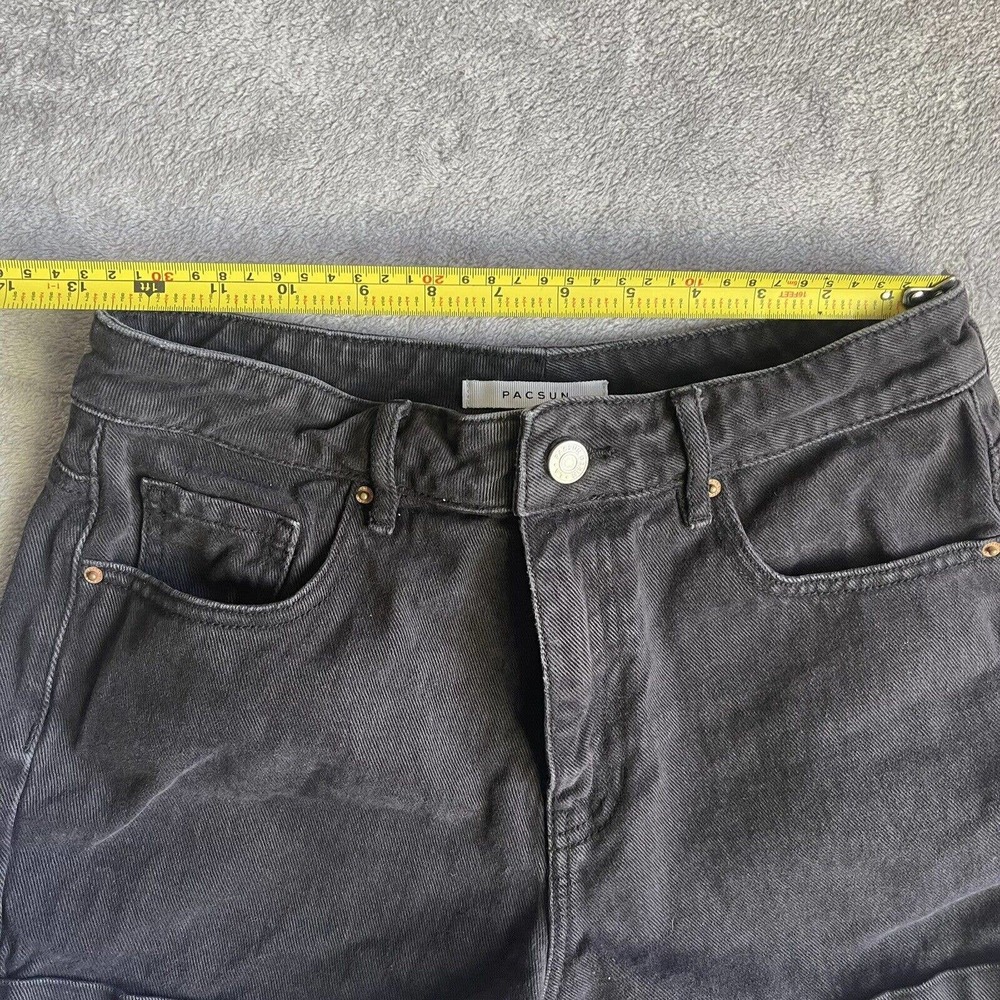 Pacsun Shorts Womens 27 Black Denim Mom Shorts High Rise Preppy Festival Beach - Picture 7 of 12